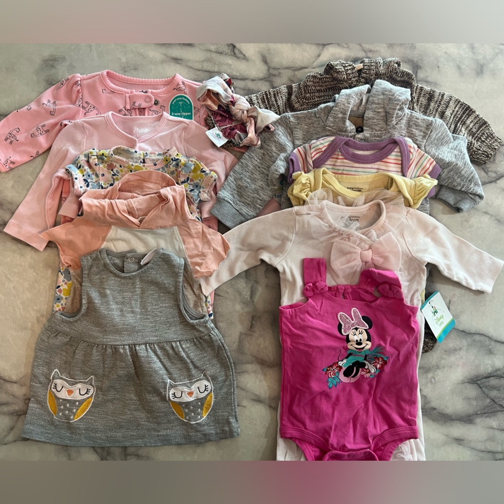 carters disney first impression baby girl clothing bundle 0-3m